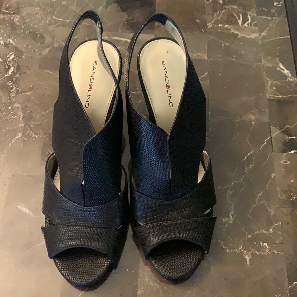 Black leather slip on  shoes